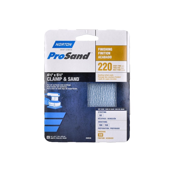 Norton Abrasives Norton ProSand 5-1/2 in. L X 4-1/2 in. W 220 Grit Aluminum Oxide Sanding Sheet 6 pk 07660768538 - main